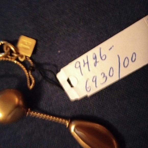 vintage ANNE KLEIN brushed matte gold scatter station necklace tiger-eye enamel - Picture 3 of 8